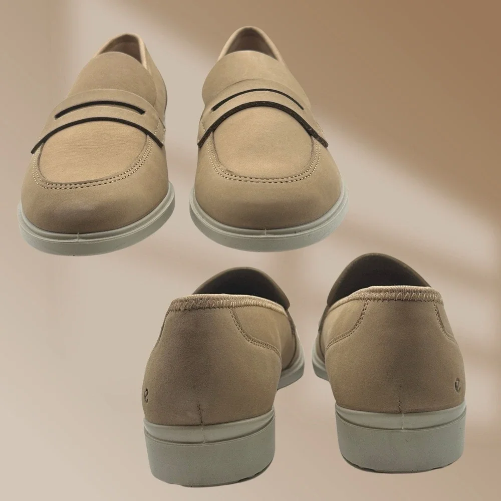 ecco Fluidform Ladies Dress Classic Beige Penny Loafers Sz RU 40 US 9-9.5  NIB